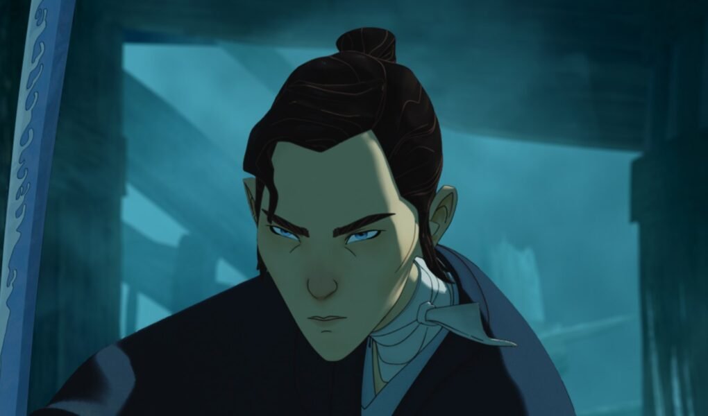 Mizu below decks with her meteorite-forged blade in Blue Eye Samurai season 2