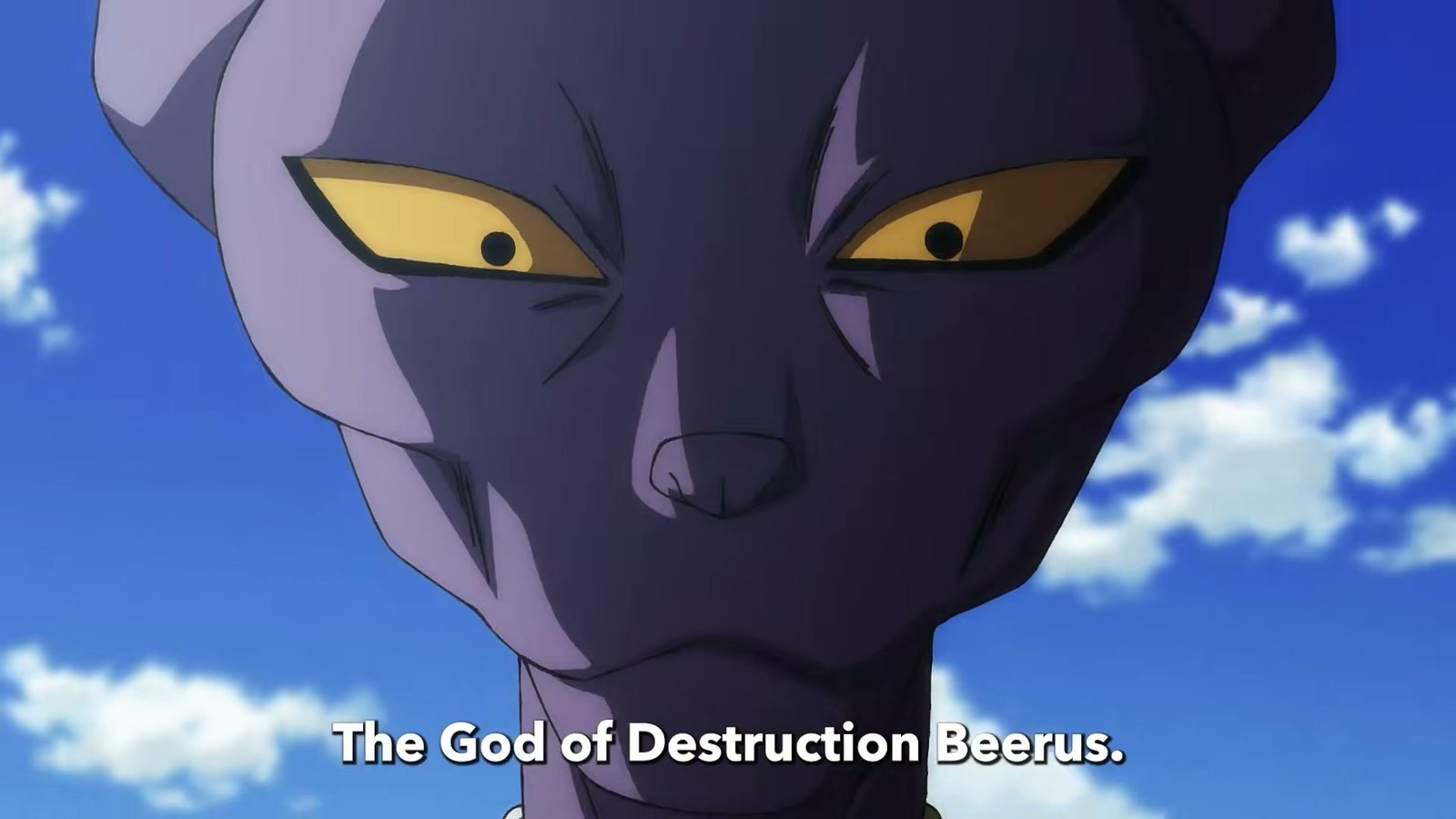 Beerus the God of Destruction in the Dragon Ball Super Beerus trailer