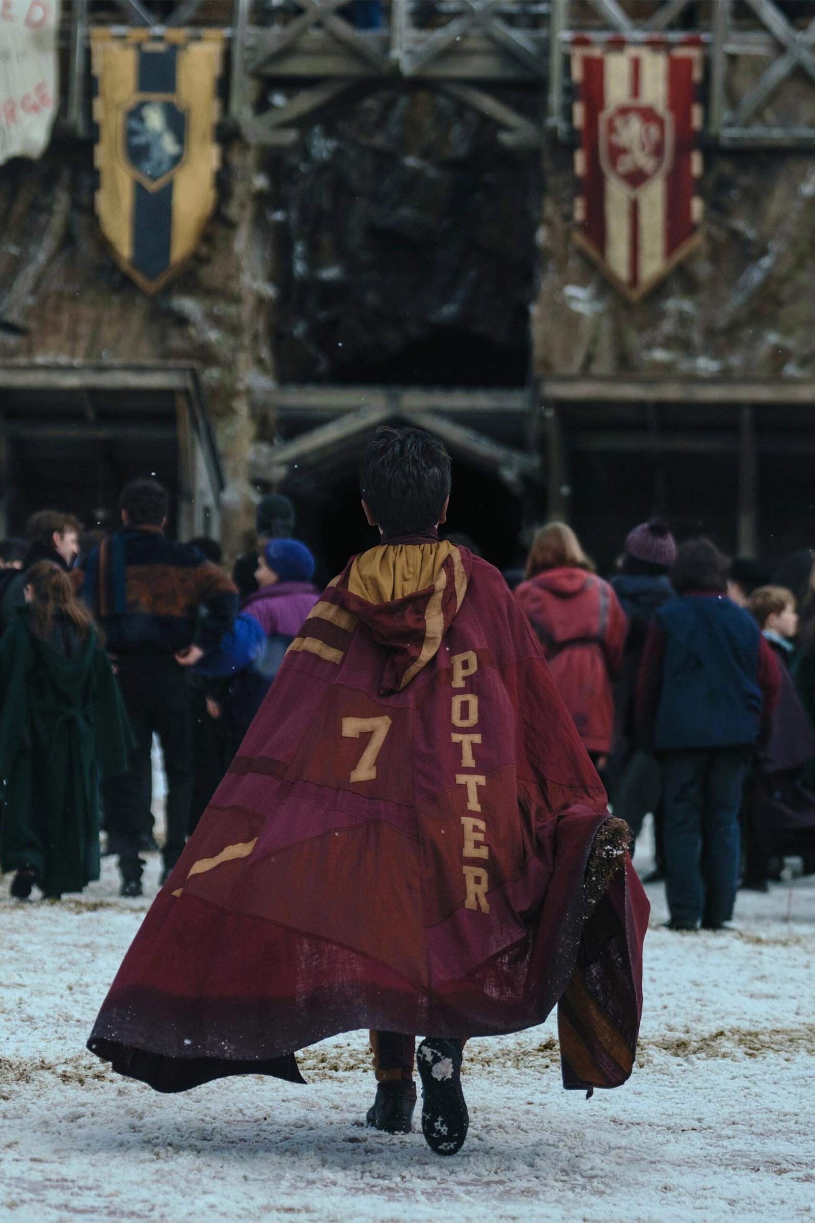 HBO Harry Potter poster showing Potter number seven on the back of a Gryffindor Quidditch robe